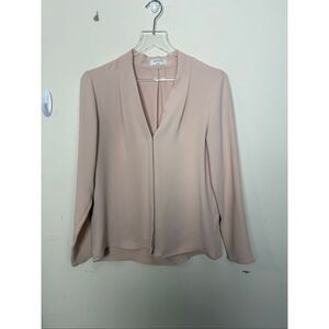 Babaton Akira Blush Pink V Neck Blouse Size S Minimalist Workwear Office Chic